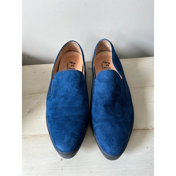 French Sole FS/NY Size 9 / US 8 Blue Suede Loafers Slip-ons - Picture 1 of 8